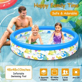 48x10' Inflatable Swimming Pool Blow Up Family Pool For 2 Kids Foldable Swim Ball Pool Center w/ 3 Velvets Water Drain Plug For Indoor Backyard B