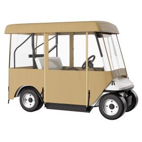 VEVOR Golf Cart Enclosure, 4-Person Golf Cart Cover, 4-Sided Fairway Deluxe, 300D Waterproof Driving Enclosure with Transparent Windows, Fit for (Color: Beige, Car Cover Size: 78.7 x 43.3 x 65 in)