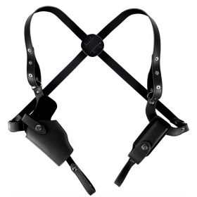 Shoulder Holster With Adjustable Straps Magazine Holder Vertical PU Leather Gun Holster For Concealed Carry Fit For M1911 Glock Sig Sauer (Color: black)