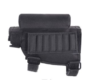 Camouflage Outdoor Bullet Pouch Pad Cheek Pouch Gun Stock Bag Bullet Pouch (Color: black)