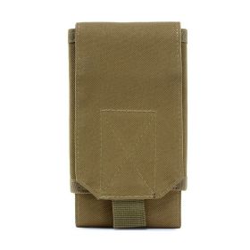 Vertical military fan leisure fashion cell phone waist pack outdoor tactical waterproof sports cell phone bag men's waist bag (Color: yellow-brown)